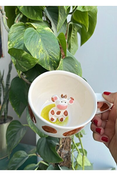 visera Gift Handmade Brown Cow Figured Mug