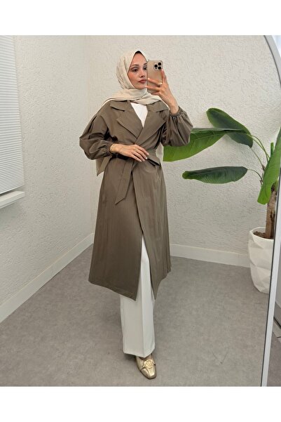 Modamorfo Καμπαρντίνα με ελαστικό μανίκι και επένδυση με ζώνη - Χακί