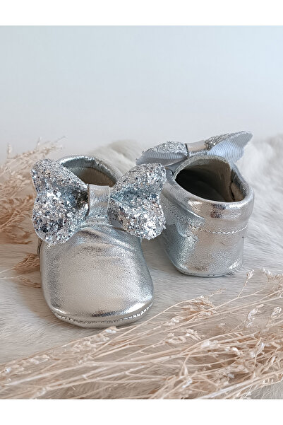 Hodore Sofia Silver Genuine Leather Baby Loafers