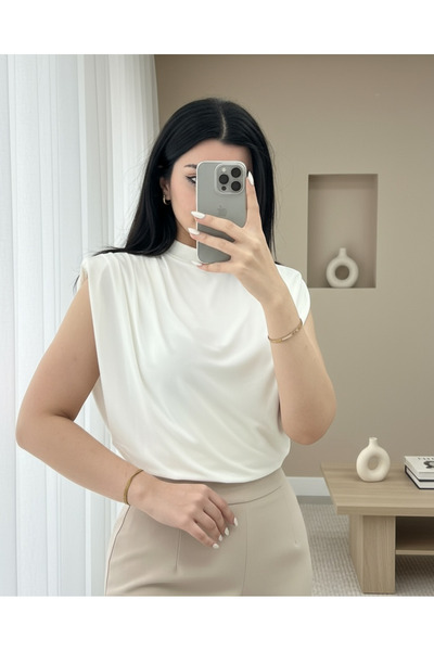 Modamorfo Μπλούζα Sandy με μηδενικό μανίκι βάτα -Λευκή