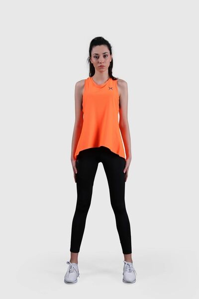 HALVMAN Orange Women's Sports Tank Top - Back Slit, Hlv1324