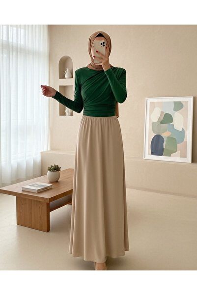 Modamorfo Green Sandy Blouse - Shoulder Pleated and Side Gathered