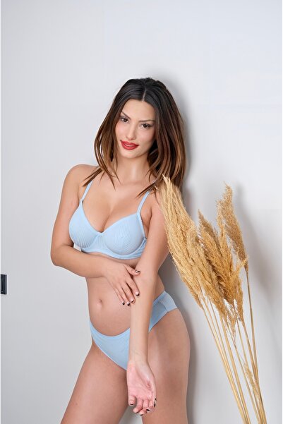 İNKO İÇ GİYİM Set sutien cu sârmă albastră