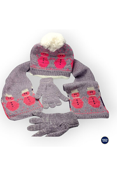 Mustran Set de 3 mănuși pentru copii, tricotaje căptușite cu lână, eșarfe, mănuși - model gros de tricotat pentru cadou de iarnă