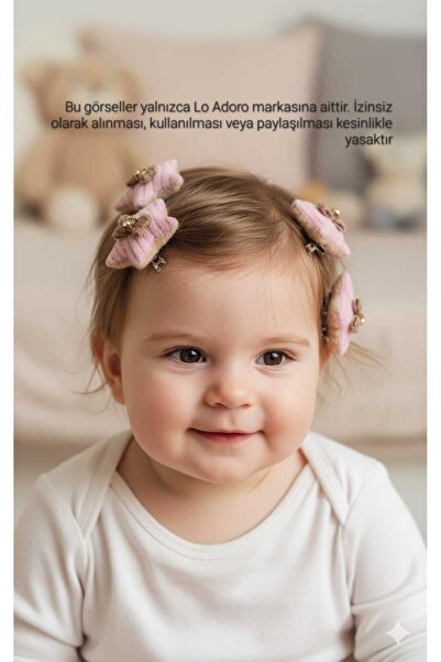 LO ADORO 4 Adet Az Saçlı Bebek Tokalar Kız Çocuk Toka Kalp Yıldız Tavşan Ayıc...