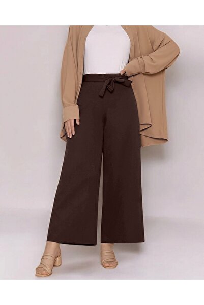 Modamorfo Kalhoty s elastickým pasem a širokými nohavicemi - K. Hnědá