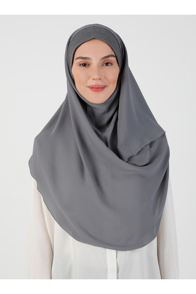 Ecardin Блискуча тканина креп, зручний шаль - St 098 Темно-сірий