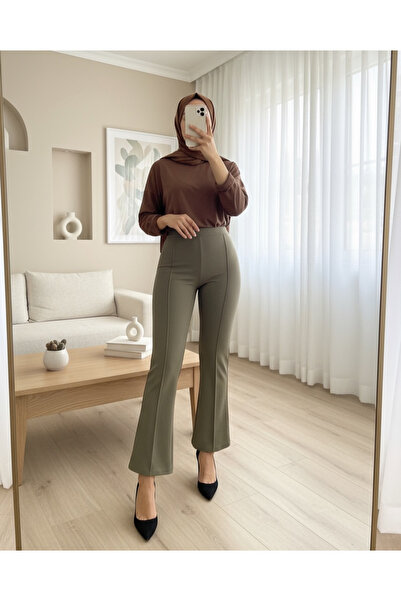 Modamorfo Elastic waisted lycra spanish trousers - khaki