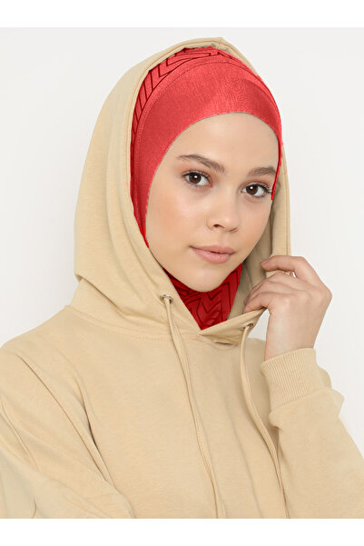 Ecardin Zigzag Striped Sports Plain Hijab Bonnet Turban - St 297 Claret Red