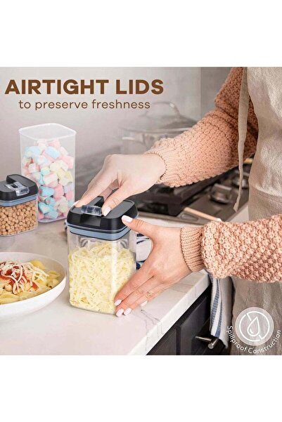 fulina 7 Pack Airtight Kitchen Storage Organizer, Stackable Boxes Containers with Labels for Sugar, Snack