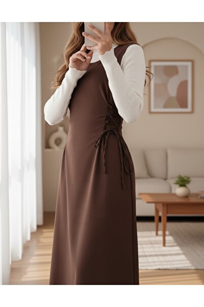 Modamorfo Side-Tied Double Fabric Gilet - Brown