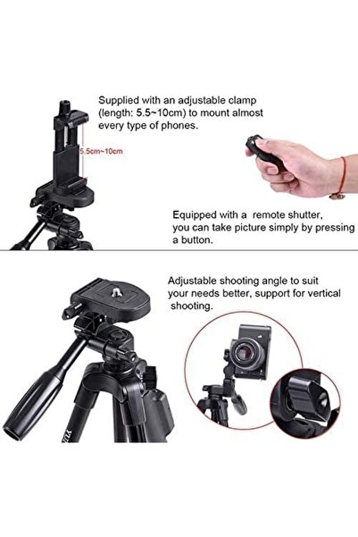 fulina 43cm Tripod For Mobile Phone Dslr Sports Camera Selfie With Remote Stick