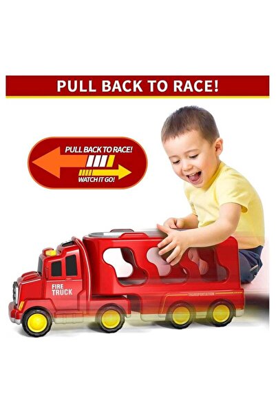 fulina 5 in 1 Fire Car Truck Set, Toddler Trucks Toys for Kids , Gift Card Sets with Light Sound