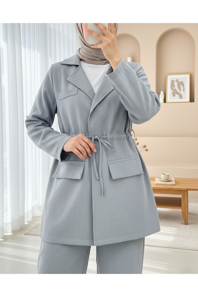 Modamorfo Covered Tunnel Bridge Jacketed Linen Suit - Light Gray