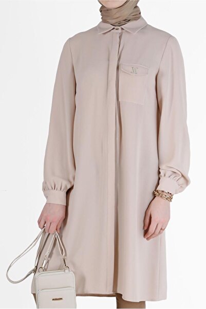 Alvina Crepe Tunic - Hidden Button Detail, Model 42288
