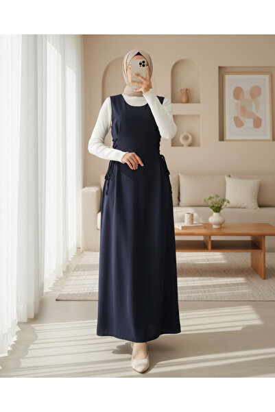 Modamorfo Side Tie Double Fabric Gilet - Navy