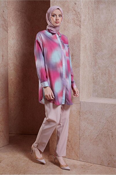 Alvina Brooch Detailed Linen Tunic 44627