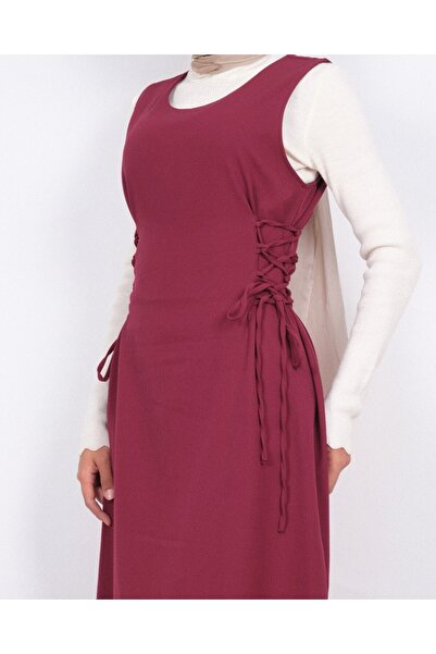 Modamorfo Side-Tied Double Fabric Gilet - Burgundy