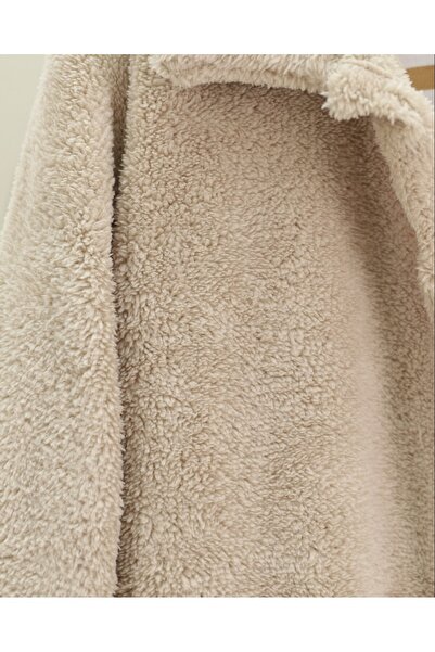 Modamorfo Buttoned plush jacket with pockets - light mink