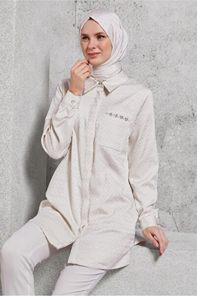 Alvina 45230 Model Jacquard Satin Tunic