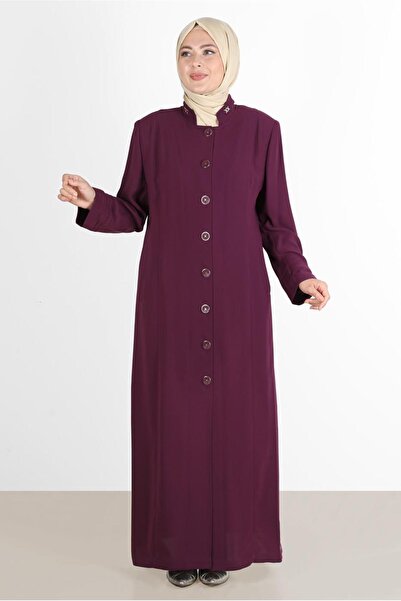 TRENDTESETTÜR KADIN Mürdüm HAKİM YAKA DÜĞMELİ PARDESÜ 1057