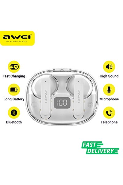 AWEI سماعات أذن T87 TWS لاسلكية بتصميم جديد مزودة بميكروفون وخاصية تقليل الضوضاء