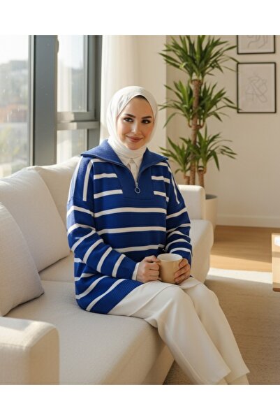 Modamorfo Туннік з напівзастібкою на блискавці та подвійною платою - синій