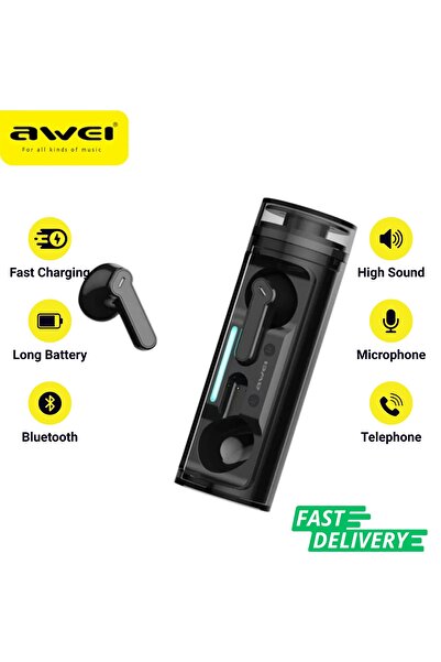 AWEI سماعات أذن T77 بلوتوث بتصميم جديد مع ميكروفون وخاصية إلغاء الضوضاء