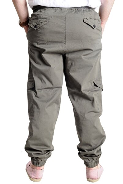 ModeXL Mode Xl Large Size Men's Linen Cargo Jogger Valencia 21911 Khaki