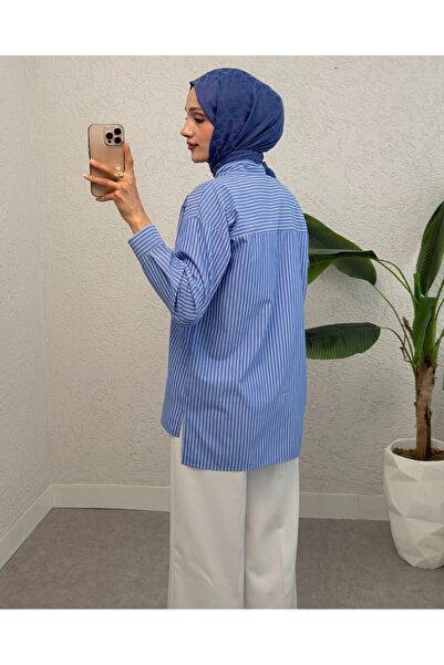 Modamorfo Cămașă cu dungi cu puncte - Albastru