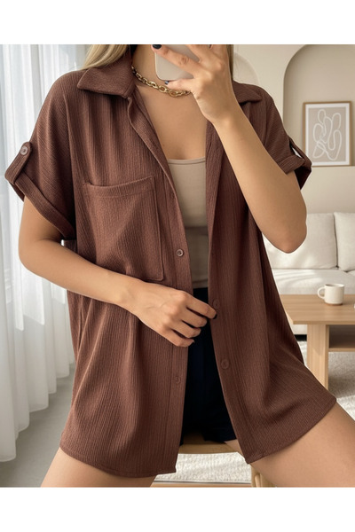 Modamorfo Сорочка з подвійним коміром і однією кишенею - K. Кава