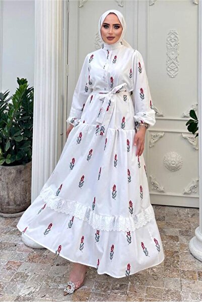 TRENDTESETTÜR Women's Red Patterned Dress t 61532