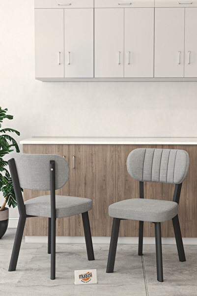 Mygusi Hazal Serisi Mutfak Sandalyesi, Yemek, Bahçe, Kafe, Modern Sandalye 1 Adet - Gri