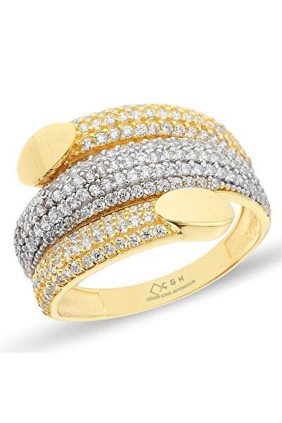 Çgk Çiğdem Gürel Kuyumculuk 8 Ayar Altın Üç Sıra Taşlı Kaburga Model Yüzük – ...