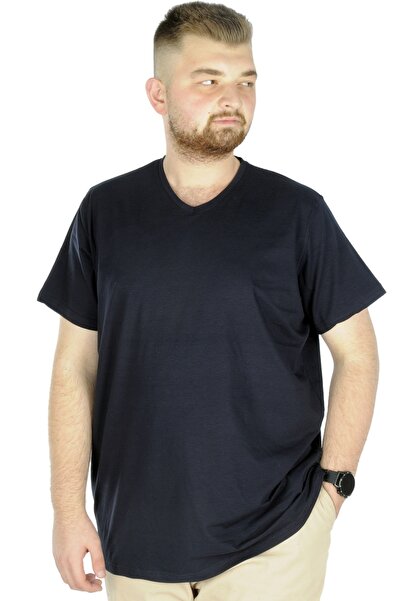 ModeXL Футболка великого розміру Mode Xl з вирізом на шиї з лайкри 20150 Navy Blue