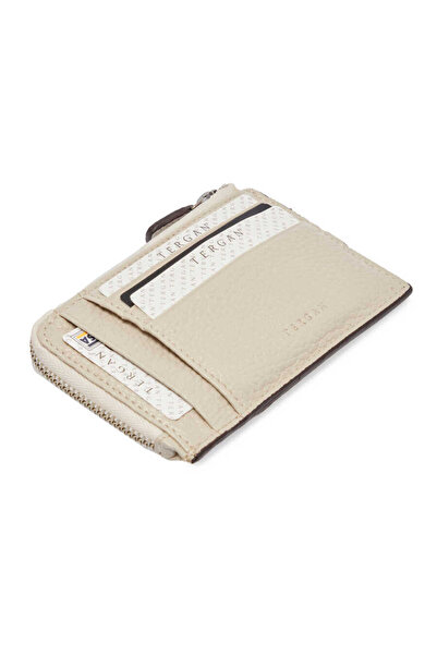 Tergan Beige Genuine Leather Unisex Credit Card Holder - S1Kk00000265-B19
