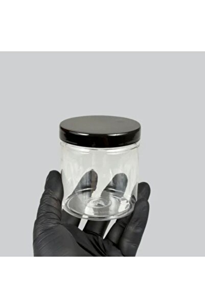 makrobay 250 ml - Şeffaf PET Plastik Kavanoz Seti – Siyah Kapaklı 5 Adet | Ko...