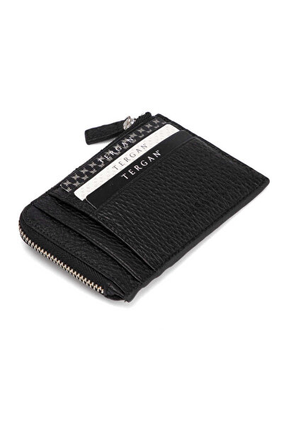 Tergan Suport pentru carduri de credit unisex din piele naturală neagră - S1K...
