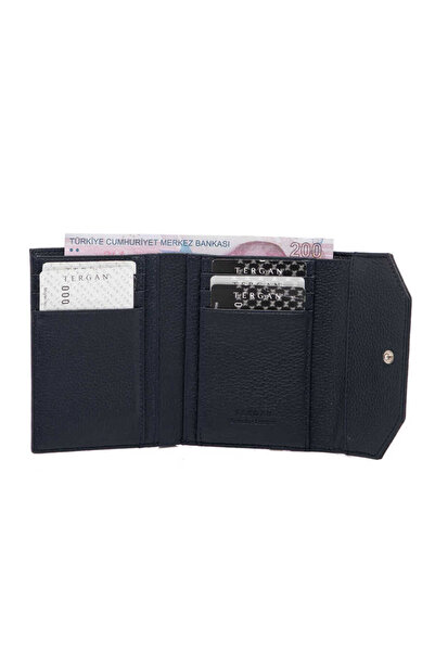 Tergan Navy Blue Genuine Leather Women's Wallet - S1Cb00005809-E83