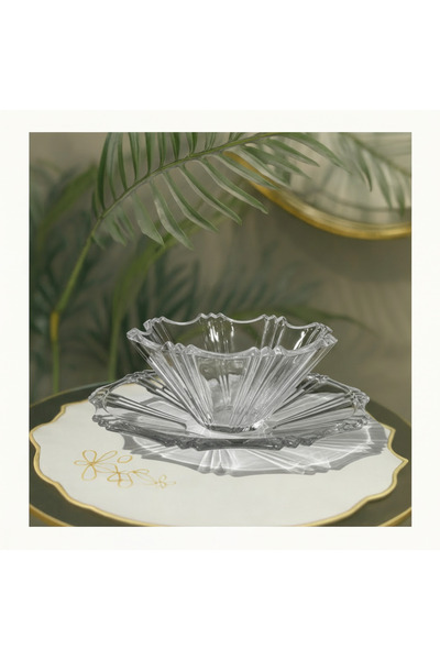 Elta Collection طقم تقديم زجاجي من لورينتا مكون من قطعتين - وعاء 24 سم وطبق 3...