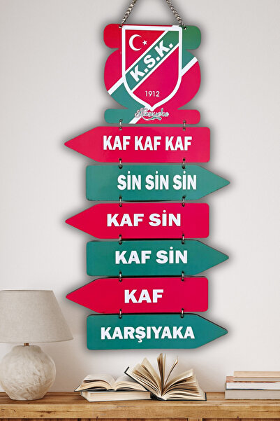 DURUSA Karşıyaka Taraftar Dekoratif Ahşap MDF Duvar Süsü , 40x23 cm , Kaf Kaf...