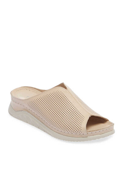 Tergan Bej Hakiki Deri Kadın Terlik - K24Y1TR67088-A25