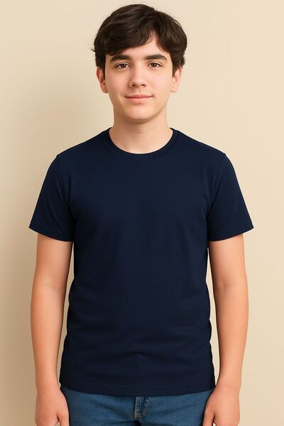 Mcr Mcrkids Унисекс велосипедна блуза с къс ръкав и синя яка 13-14-15-16 ГОДИНИ СИНЬО