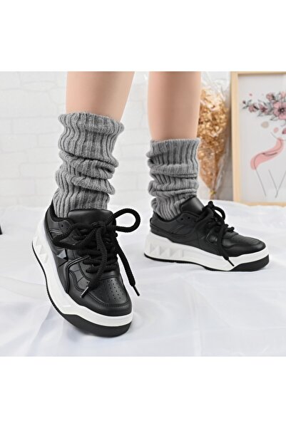 Tmall Pantofi sport pentru femei, din piele ecologică, D1389, alb-negru