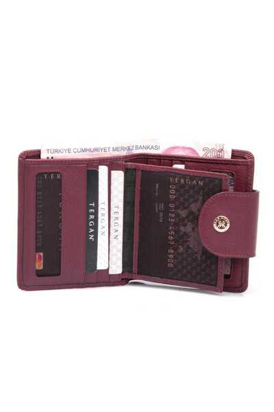 Tergan Claret Red Genuine Leather Women's Wallet - S1Cb00005674-K16