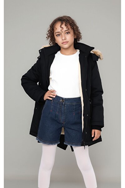 JOGCO İçi Polarlı Çıkabilir Kapüşonlu Rahat Kullanım Kalın Kışlık Çocuk Mont ...