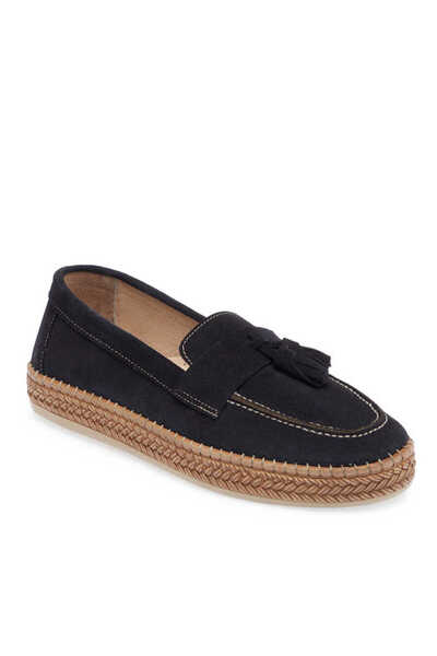 Tergan Lacivert Hakiki Süet Deri Kadın Espadril - K24I1AY67227-D44