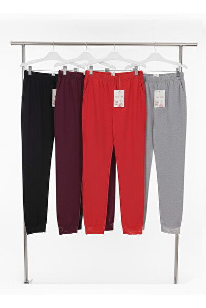 Ladytime Set of 4 Lace Leg Knee-Length Women's Tights – 100% Cotton - Pcset