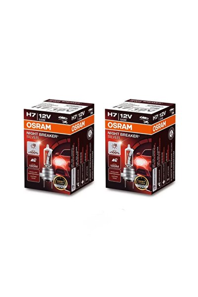 Osram Night Breaker Silver H7 Halogen Bulbs Set of 2 +100% Light 12V with Autobliz Keychain