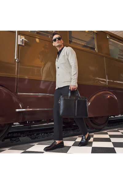 Tergan Black Genuine Leather Men's Briefcase - S1Ev00021451-P2Y